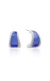 Keane Window Glass Hoop Earrings In Blue