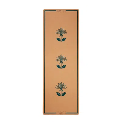 Kedgeree Design Women's Blue The Lotus Cork Yoga Mat In Black