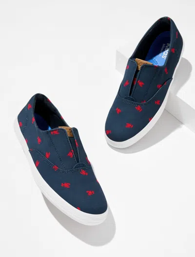 Keds Â® Champion Round Toe Slip-on Sneakers - Navy Blue/red - 11m Talbots In Black