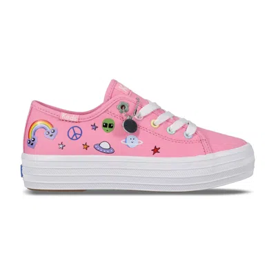 Keds Big Kids Triple Up Emoji Print Lace-up Canvas Sneakers In Pink