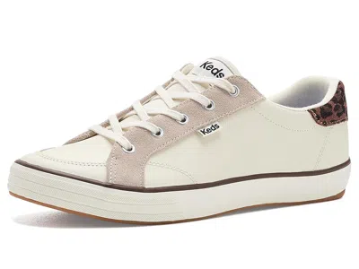 Keds Center Iii Lace-up Women's Shoes Egret/dark Brown Leather/suede: 11 B - Medium, Canvas In White