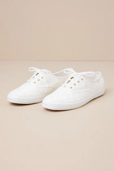 KEDS CHAMPION CREAM CROCHET LACE-UP SNEAKERS