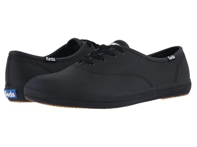 Keds Champion Leather Lace Up In Black