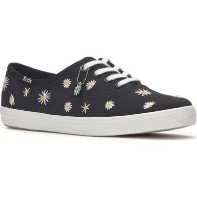 Keds Champion Black Canvas Embroidered Lace-up Sneakers