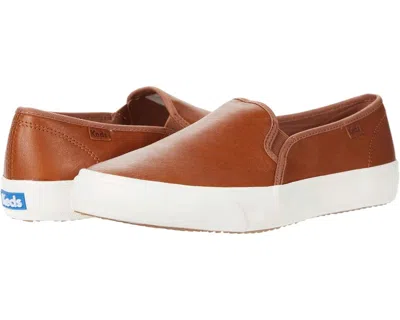 Keds Double Decker Sneakers Women's Cognac Leather Comfort Shoes Ver1544 In Brown
