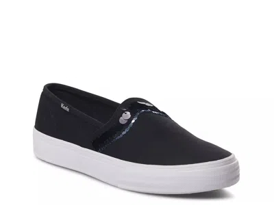 Keds Double Decker Wave Paillette Slipon Sneaker In Black