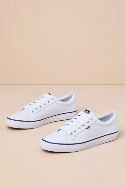 Keds Jump Kick White Canvas Lace-up Sneakers In White/blue
