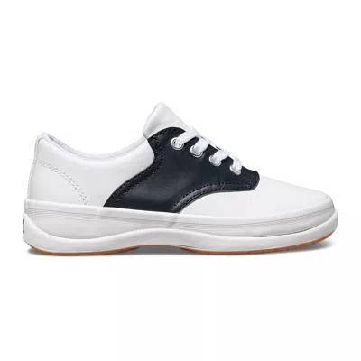 Keds Kid Big Kids School Days Ii Leather Sneakers In White/navy