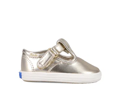 Keds Kid Infant Champion Toe Cap T-strap Sneakers In Silver