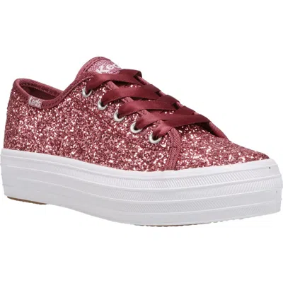 Keds ® Kids' Triple Up Glitter Celebration Sneaker In Pink Glitter