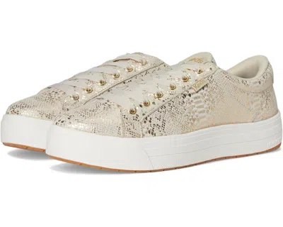 Keds Park Sneaker Women's 9m Gold Metallic Lace-up Casual Platform Shoes Rhs8030 In Neutral