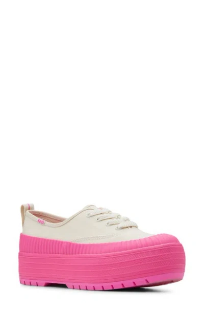 Keds ® Platform Lug Sneaker In Oatmeal/ Pink