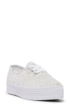 Keds ® Point Glitter Platform Sneaker In White Glitter