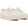Keds Point Lace Up Sneaker Womencream Glitter Platform Lifestyle Shoes Ham847 In White