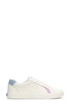 Keds Unisex Pursuit Leather Denim Heel Lace Up Leather Sneakers In Snow White/light Blue