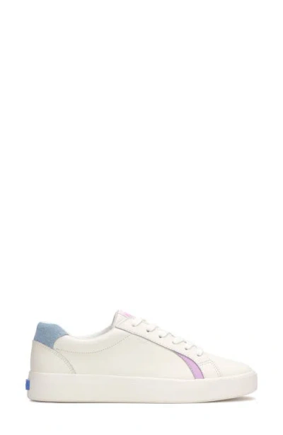 Keds Unisex Pursuit Leather Denim Heel Lace Up Leather Sneakers In Snow White/light Blue