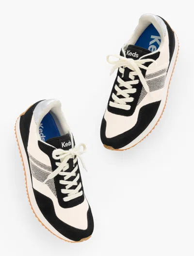 Keds ® Rena Dalmata Nylon Suede Sneakers - Black/white/burgundy - 9 1/2 M Talbots