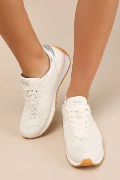Keds Rena Egret And Cream Floral Lace Lace-up Sneakers