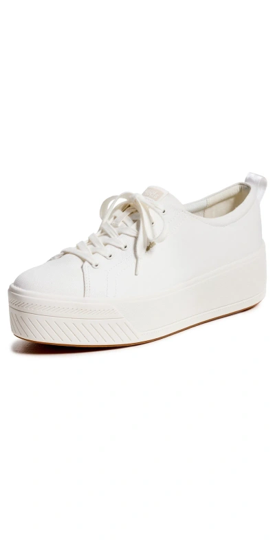 Keds Sklyer Platform Trainer In White Canvas