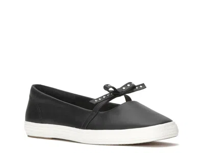 Keds Square Toe Mini Bow Flat In Black