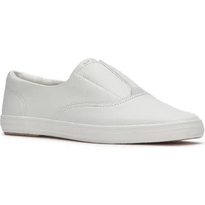 Keds Women's Champion Square Toe Soft Leather Slip On Leather Sneakers In Snow White