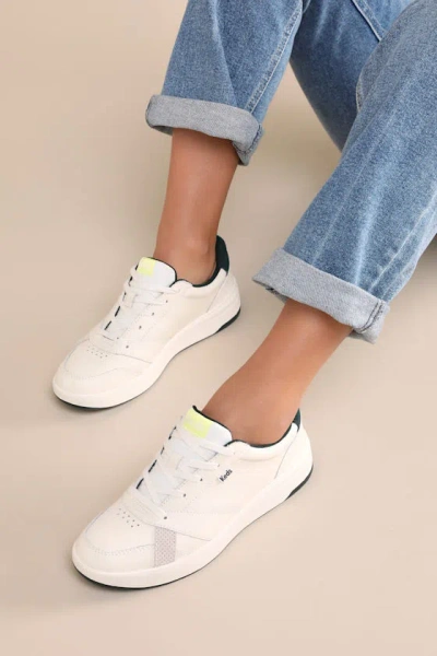 Keds The Court Off White And Green Leather Lace-up Sneakers