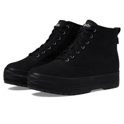 Keds The Platform Mid Lug Sneaker Women's Black Canvas Ankle Boots Zap223