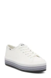 Keds Women's Triple Up Lace Up Gradient Foxing Canvas Sneakers In White Leather
