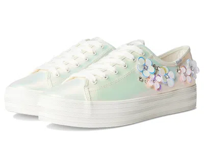 Keds Triple Kick Canvas Women's Lace Up Casual Shoes Snow White / Iridescent Leather: 8.5 B - Medium In Multi
