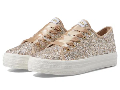 Keds Triple Up Glitter Celebrations (little Kid/big Kid) Girls Shoes Champagne Glitter : 3 Little Kid M, 
