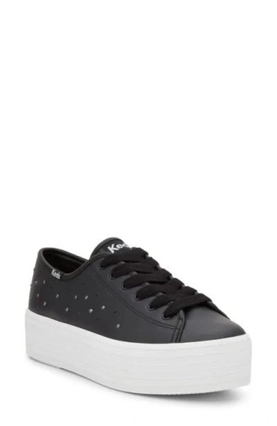 Keds ® Triple Up Metallic Sneaker In Black Leather