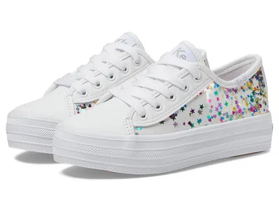 Keds Triple Up-glitter Under Glas (little Kid/big Kid) Girls Shoes White/glitter : 5 Big Kid M, Leather
