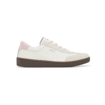 Keds Women's Ace Ii T-toe Leather/suede Lace-up Sneakers In Egret/petal Pink