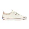 Keds Women's Center Iii Canvas Floral Collar Slip On Canvas Sneakers In White