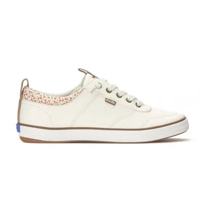 Keds Women's Center Iii Canvas Floral Collar Slip On Canvas Sneakers In White