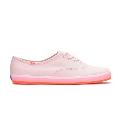 Keds Women's Champion Canvas Foxing Stripe Lace Up Canvas Sneakers In Pink