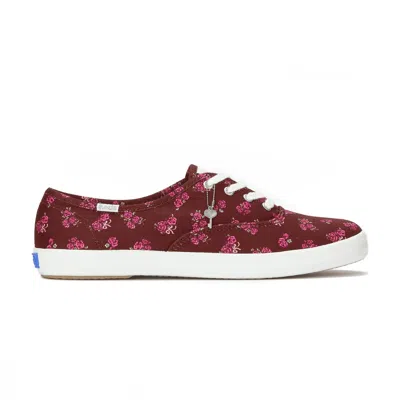 Keds Women's Champion Canvas Print Floral Lace-up Sneakers In Burgundy