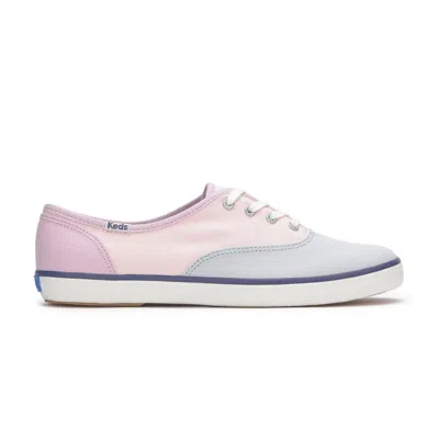 Keds Women's Champion Canvas Varsity Lace Up Canvas Sneakers In Pink/blue/lilac