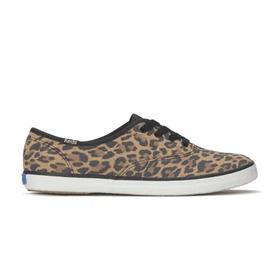Keds Women's Champion Leopard Suede Lace Up Leather Sneakers In Brown