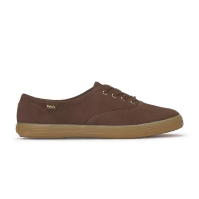 Keds Women's Champion Luxe Suede Lace Up Leather Sneakers In Chocolate