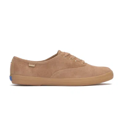 Keds Women's Champion Luxe Suede Lace Up Leather Sneakers In Cognac