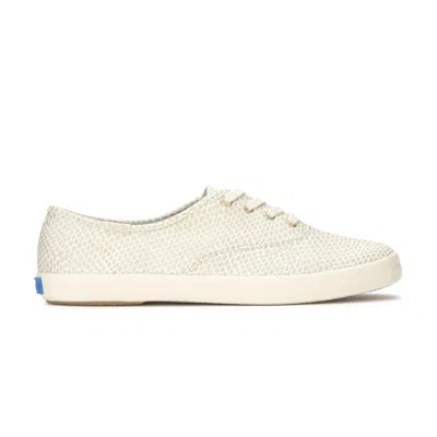 Keds Women's Champion Metallic Foil Canvas Lace-up Sneakers In Egret/champagne
