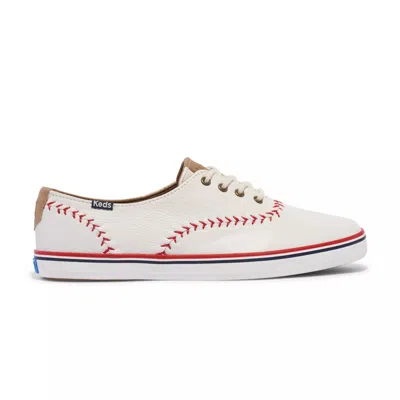 Keds Women's Champion Pennant Leather Lace Up Leather Sneakers In White