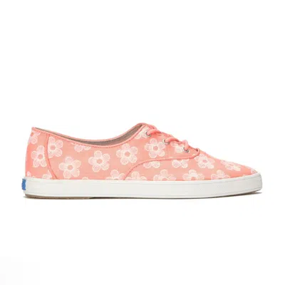 Keds Women's Champion Point Low Wave Canvas Floral Embroidery Lace-up Sneakers