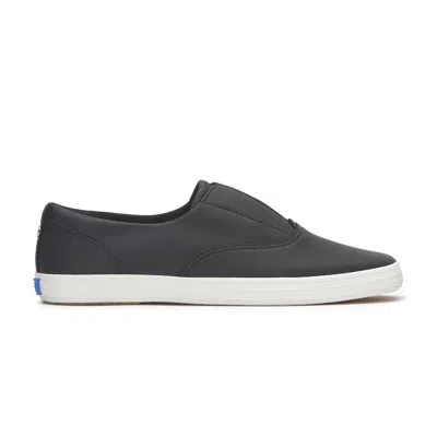 Keds Women's Champion Square Toe Soft Leather Slip On Leather Sneakers In Black