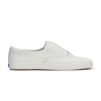 Keds Women's Champion Square Toe Soft Leather Slip On Leather Sneakers In Snow White