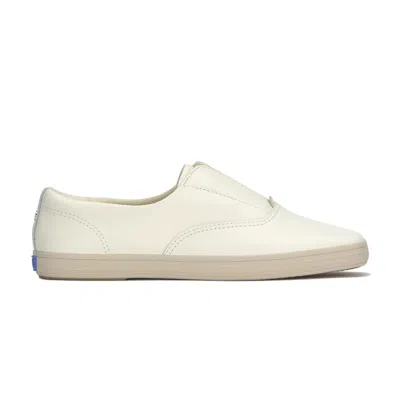 Keds Women's Champion Square Toe Tone Off Foxing Slip On Leather Sneakers In Snow White