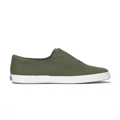 Keds Women's Champion Twill Round Toe Slip On Canvas Sneakers In Green