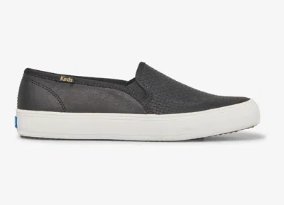 Keds Women's Double Decker Embossed Leather Shoe In Black
