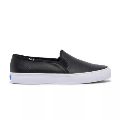 Keds Women's Double Decker Leather Slip On Leather Sneakers In Black